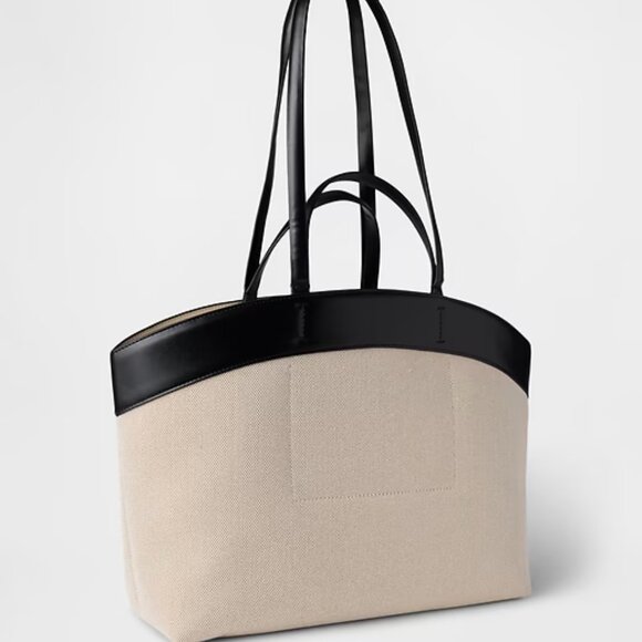 GAP Black Trim East-West Canvas Tote Bag/NWT - Picture 2 of 11